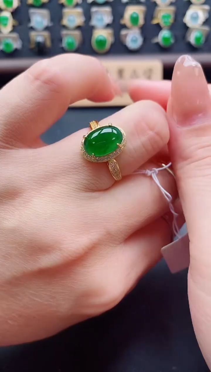 银S925镶嵌戒指翡翠1