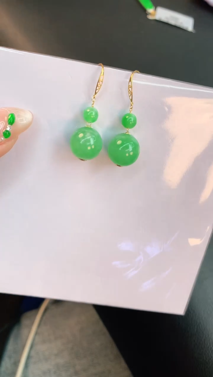 【闪购商品】翡翠耳饰18K金镶嵌赠礼盒证书 珍珍