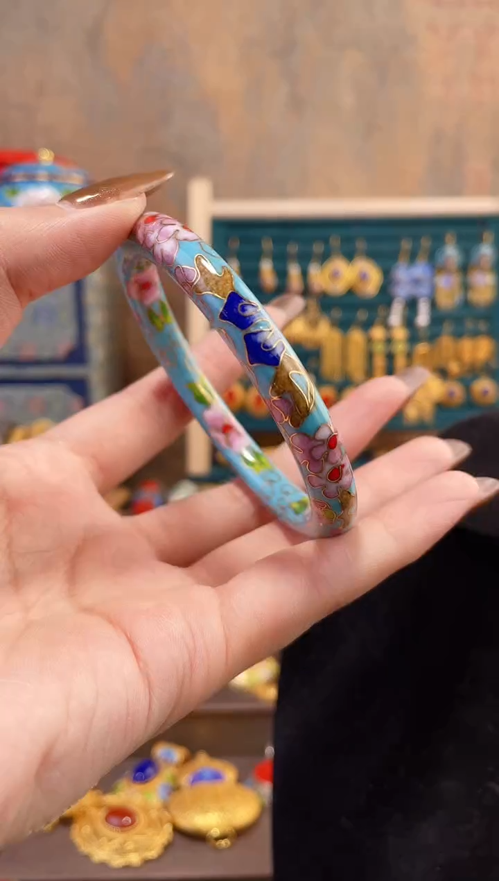 【闪购商品】非遗景泰蓝细棍镯天蓝