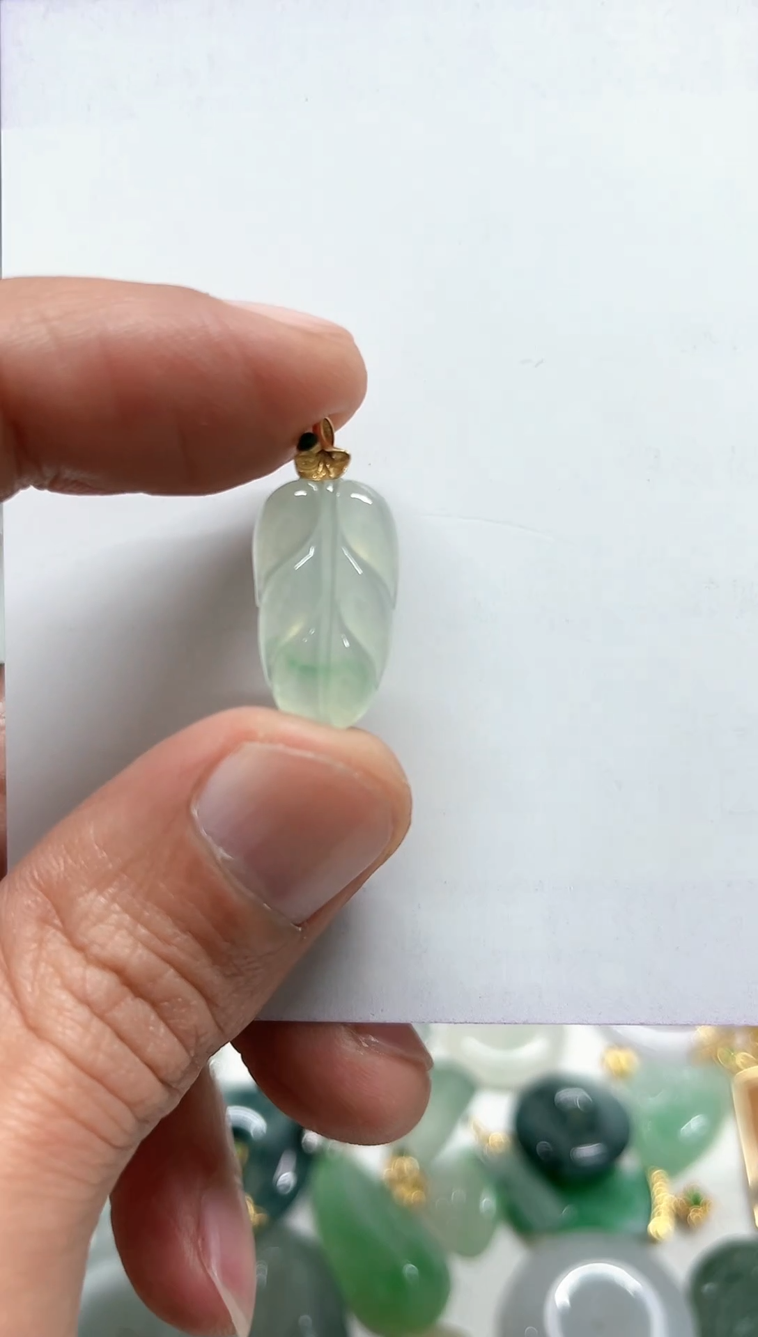 【闪购商品】翡翠颈饰18K金镶嵌天然缅甸A货翡翠吊坠