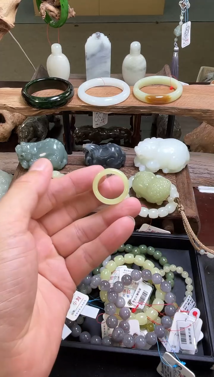 和田玉（糖玉）戒圈未镶嵌若羌黄玉戒圈 19+圈