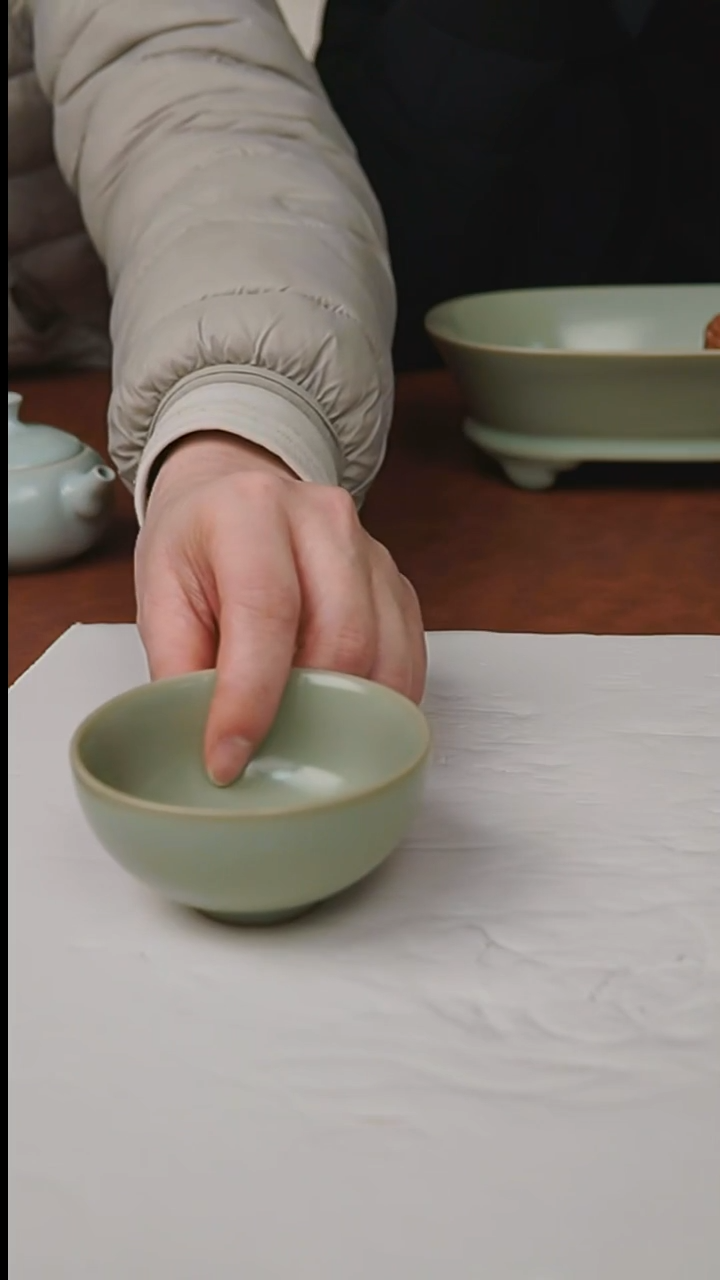 杯子瓷富山严选汝瓷，小茶碗