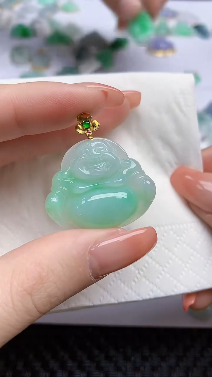 【闪购商品】翡翠颈饰18K金镶嵌天然翡翠A货