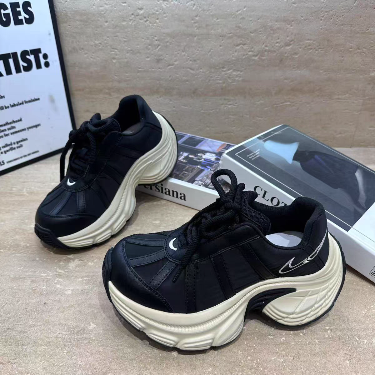 欧货时尚百搭厚底增高老爹鞋女鞋秋季新款爆款软底显脚小运动鞋潮