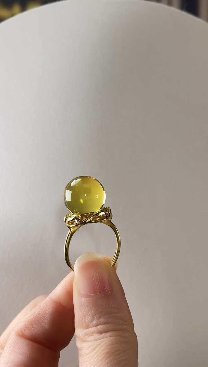 【闪购商品】琥珀颈饰银S925镶嵌墨西哥精品蓝珀戒指