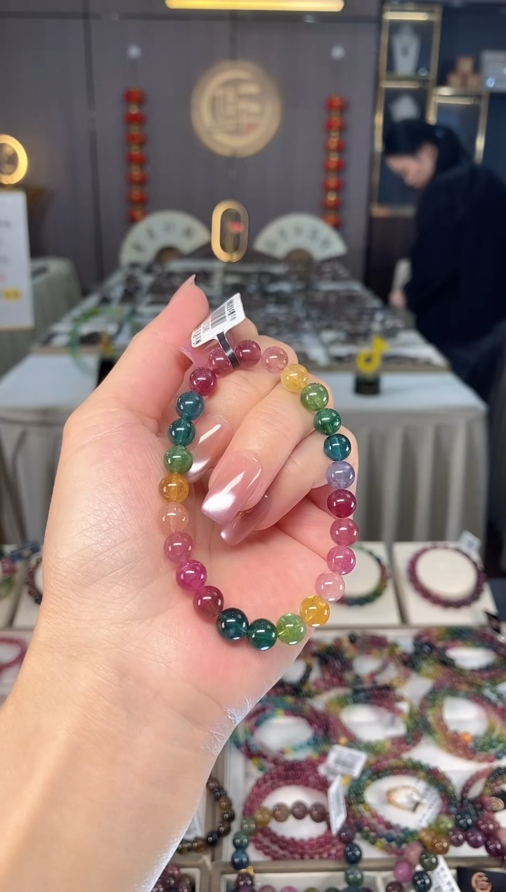 未镶嵌老矿碧玺色标单圈手串7mm+碧玺hon多样性发货一条