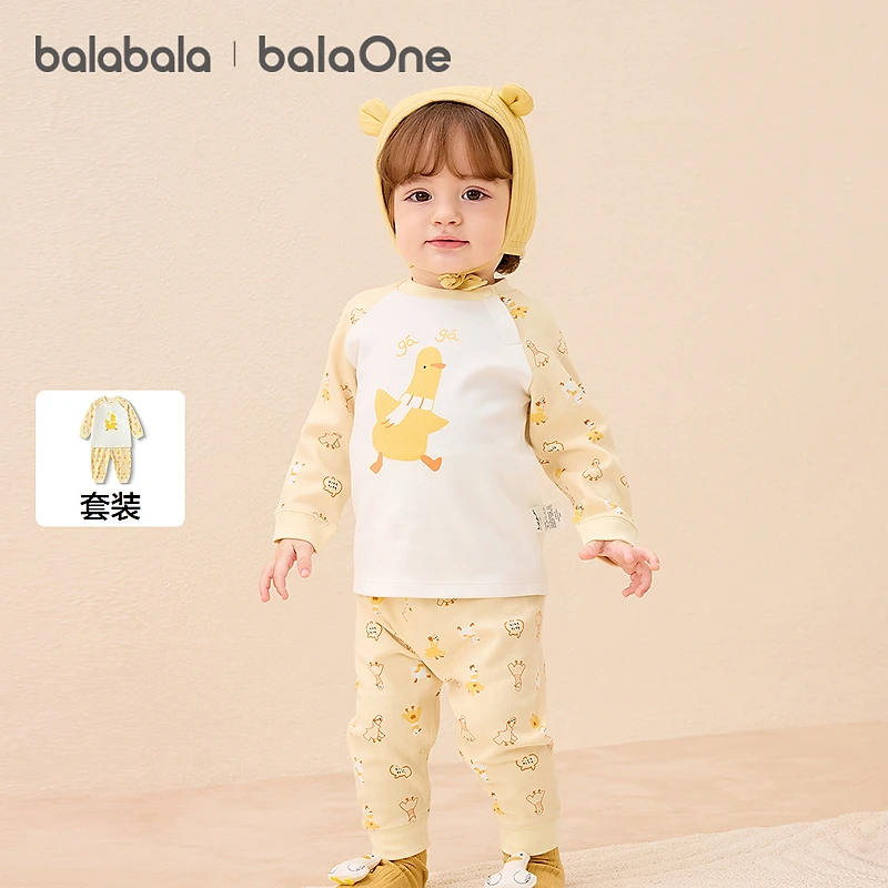 【balaOne】巴拉巴拉婴儿套装男女童长袖睡衣2025新款秋冬保暖可爱