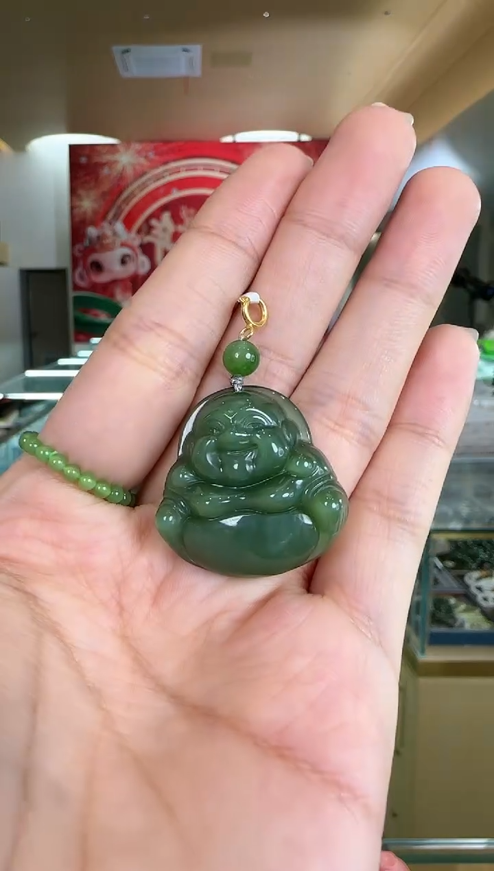 【闪购商品】和田玉吊坠18K金镶嵌0124-002