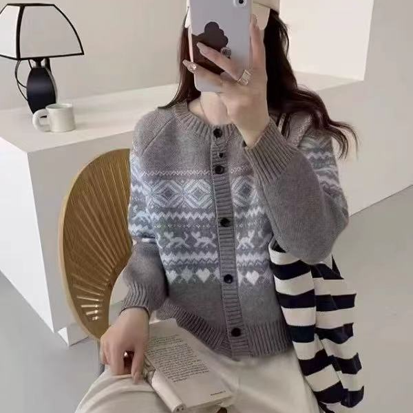 【1-130】针织长袖外套气质上衣