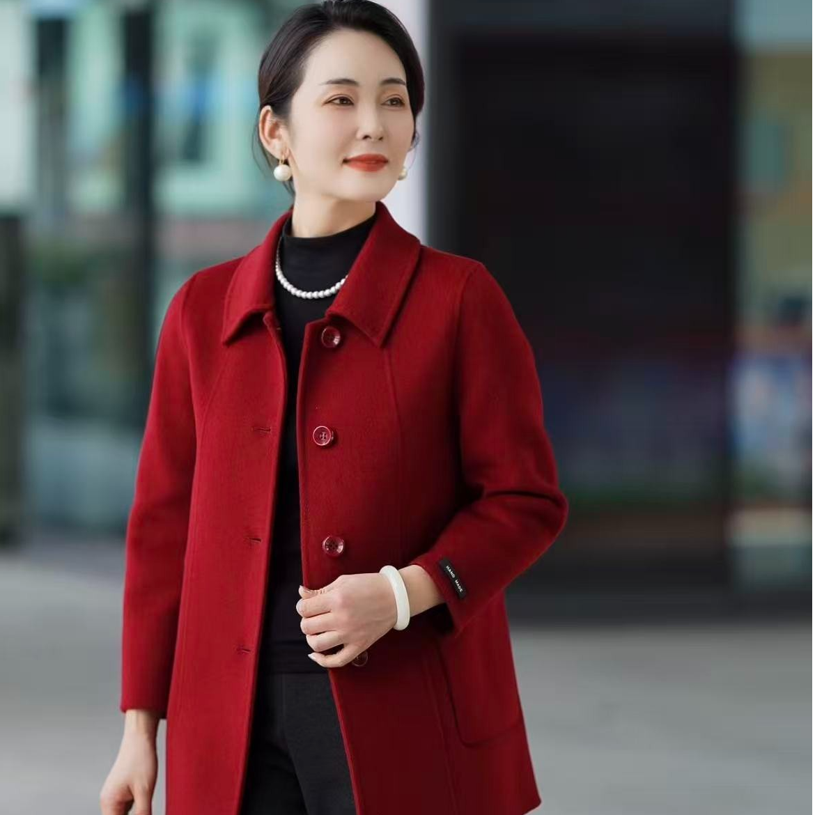 Xuanzi/萱兹【100%纯羊毛】短款春秋冬娃娃领百搭洋气双面羊毛大衣