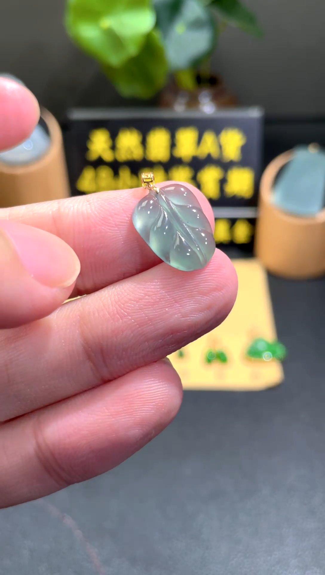 颈饰18K金镶嵌翡翠翡翠A货