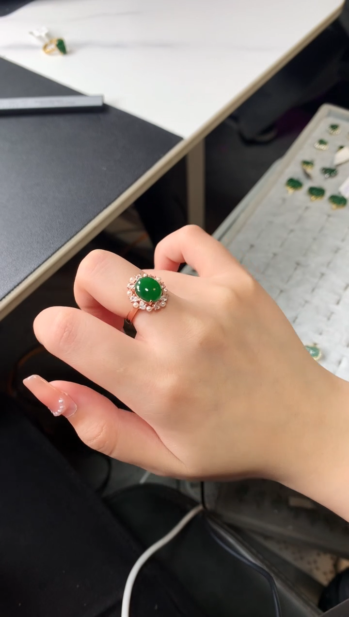 【闪购商品】翡翠戒指银S925镶嵌521414