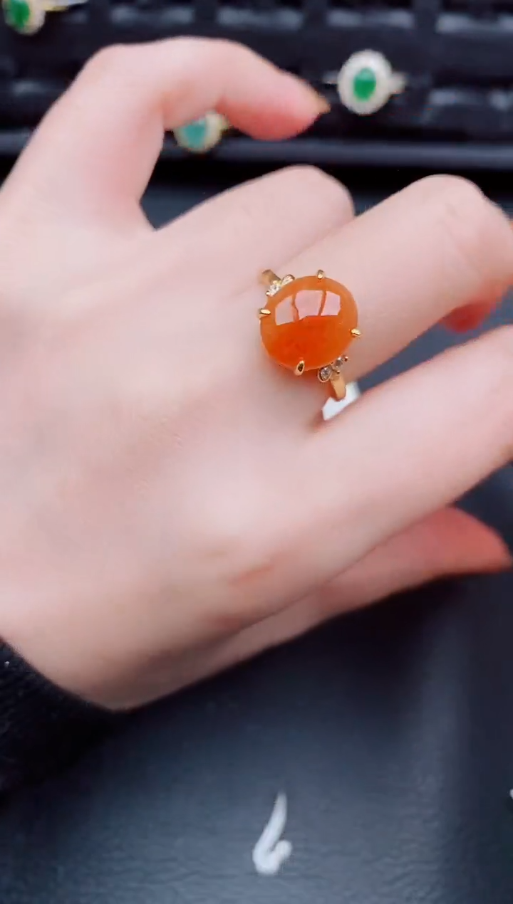 【闪购商品】翡翠戒指银S925镶嵌天然a货翡翠837