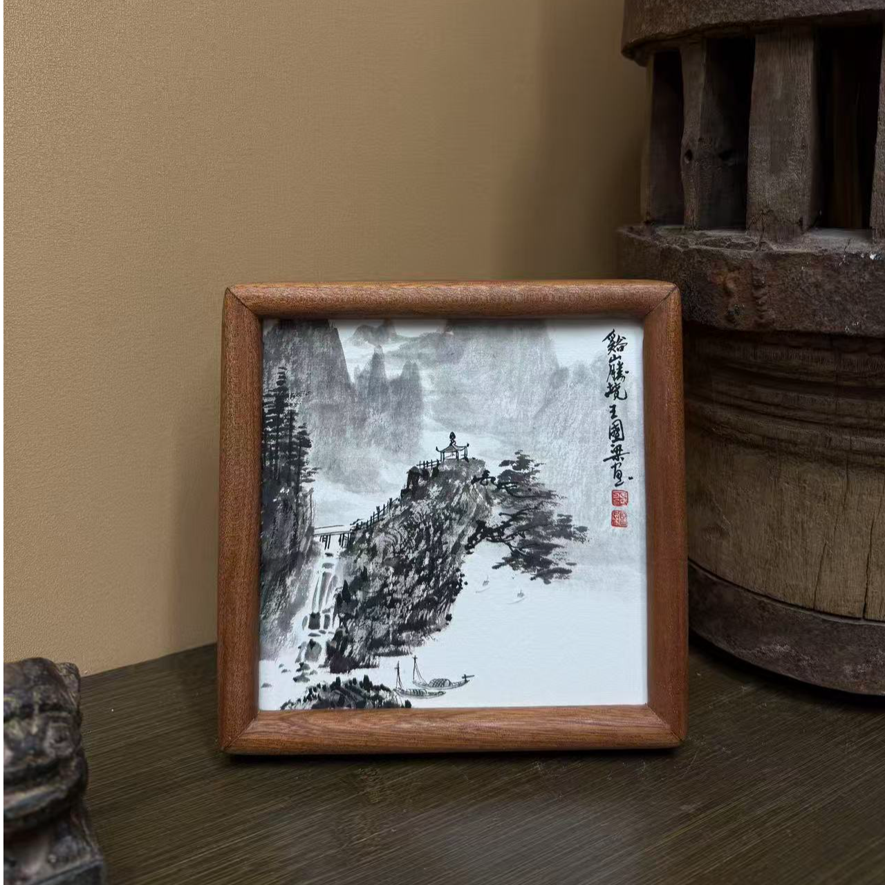 《溪山胜境》17×17山水装饰画