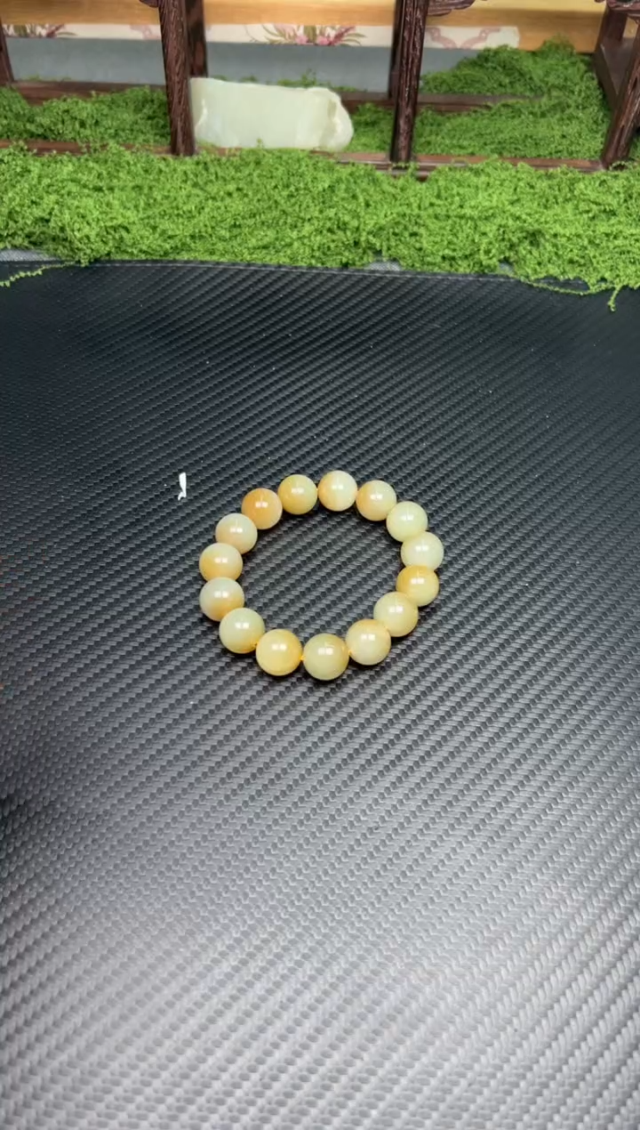 未镶嵌手串和田玉若羌微色差卡14（福利品）