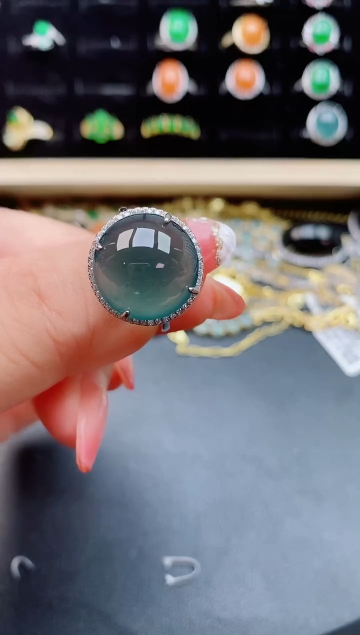 【闪购商品】翡翠戒指银S925镶嵌08550