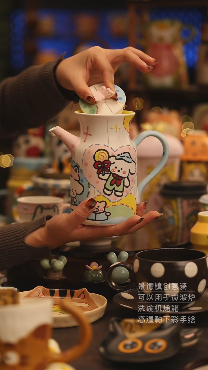 陶瓷景德镇可爱陶瓷釉下彩绘设计师款