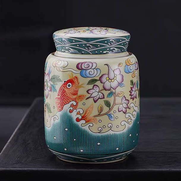 欢天喜地富贵锦鲤茶叶罐大G7