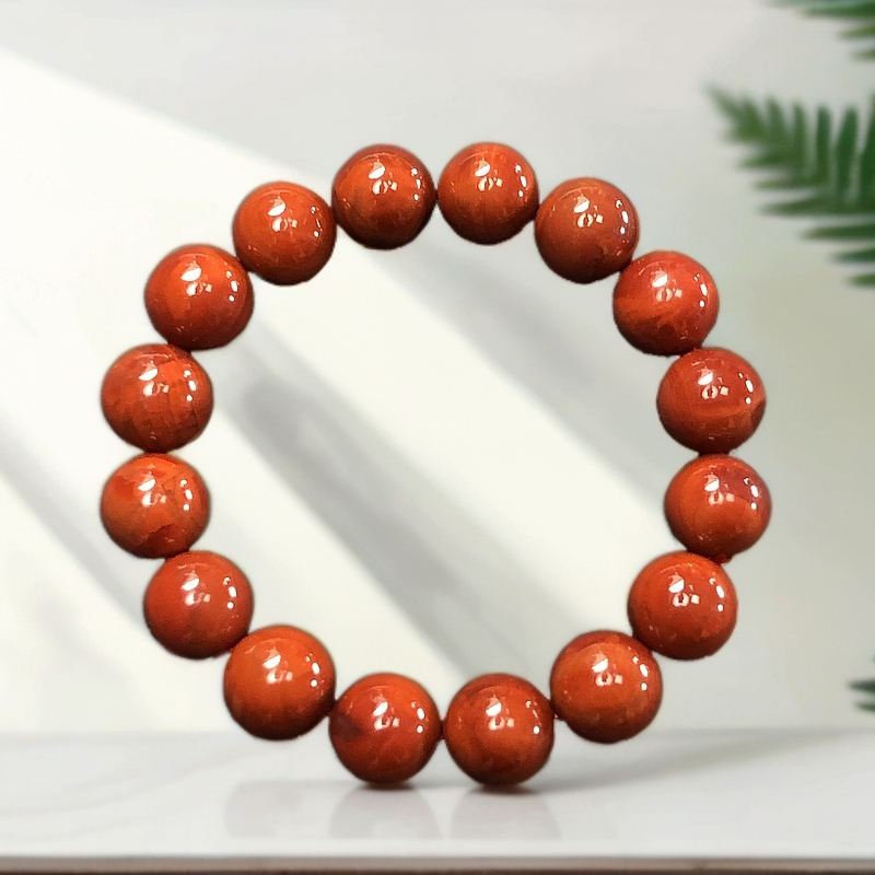 【亿轩珠宝】南红火焰纹圆珠单圈素串12mm+