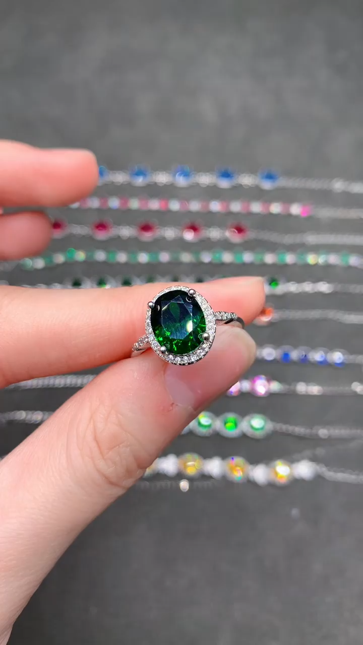 【闪购商品】透辉石戒指银S925镶嵌······