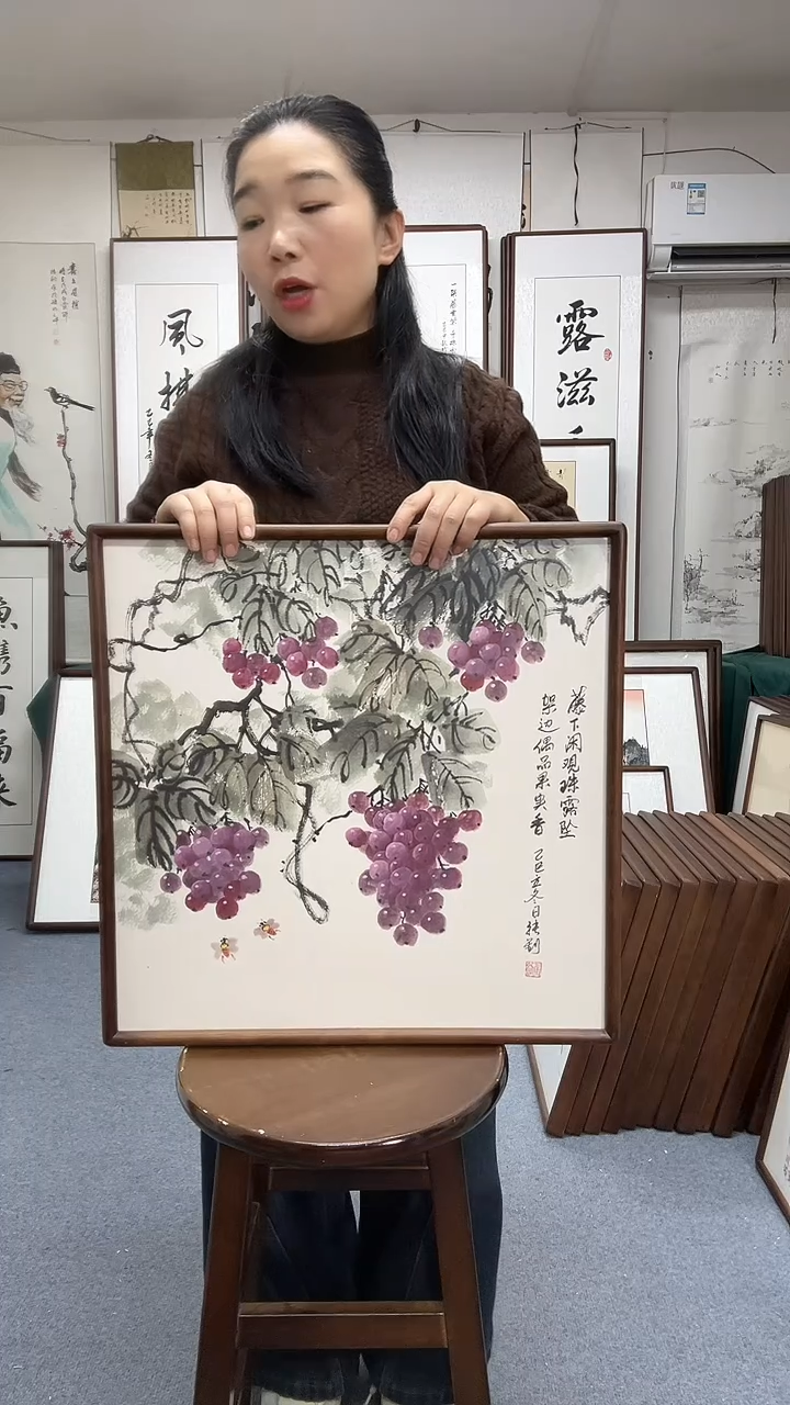 国画尺寸52*52木画框京东包邮手绘