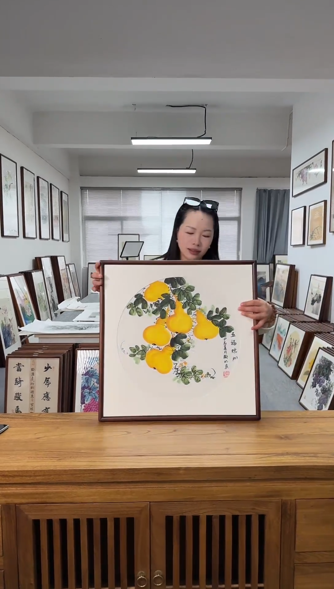 书法王树明-五福临门-53*53绘画手绘同款榫卯