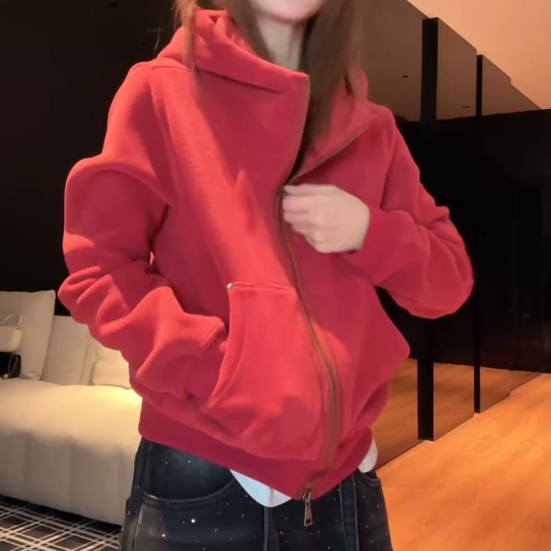 【周末出逃】冬季新款美式时尚百搭气质加绒连帽卫衣LK2508982