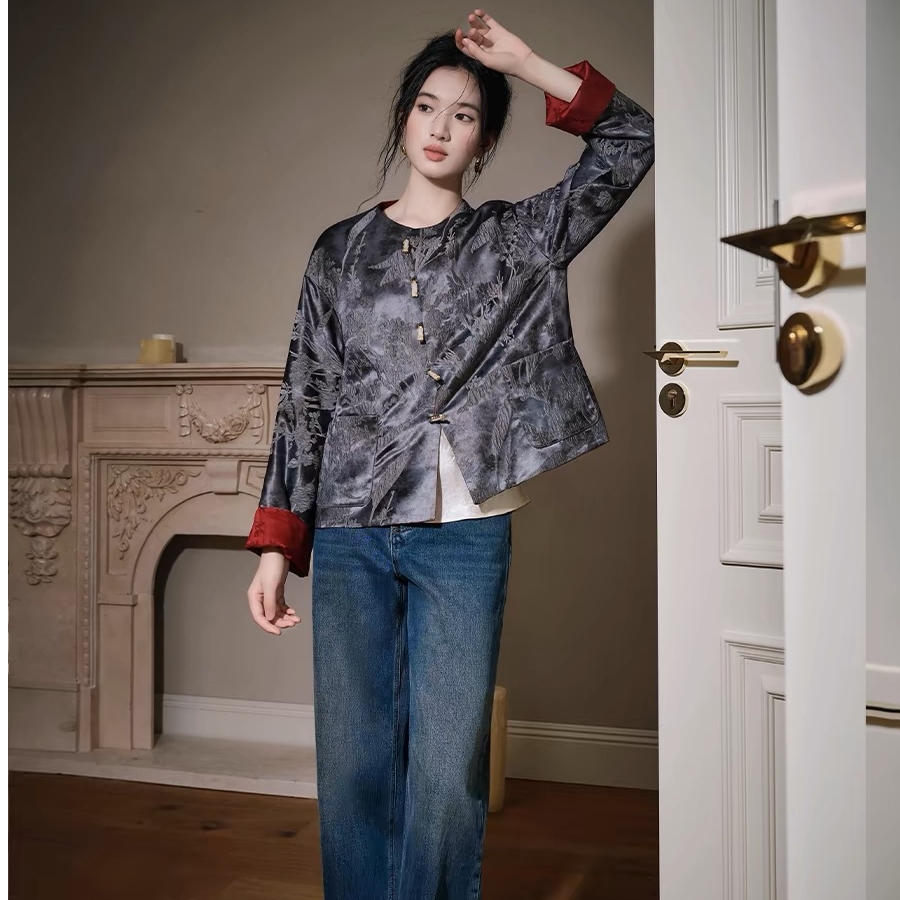 【悠子美兮】两面可穿 肌理提花 新中式外套独特超好看复古上衣