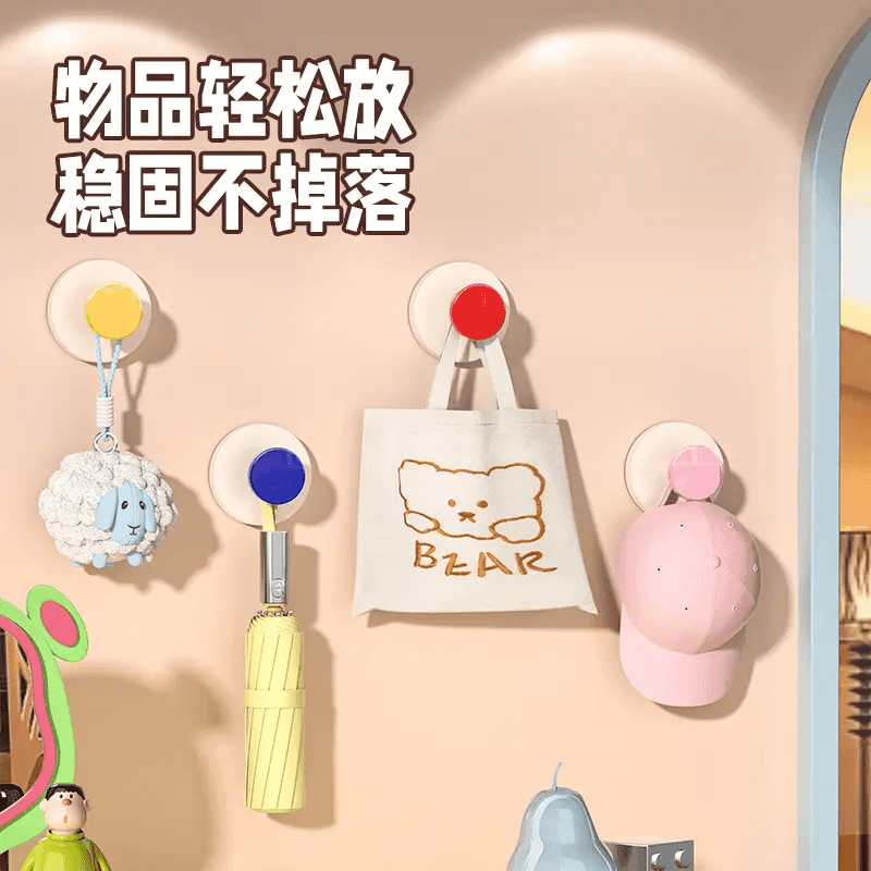 吸盘玄关挂钩强力承重粘胶免打孔入户门口放钥匙神器帽子置物挂钩