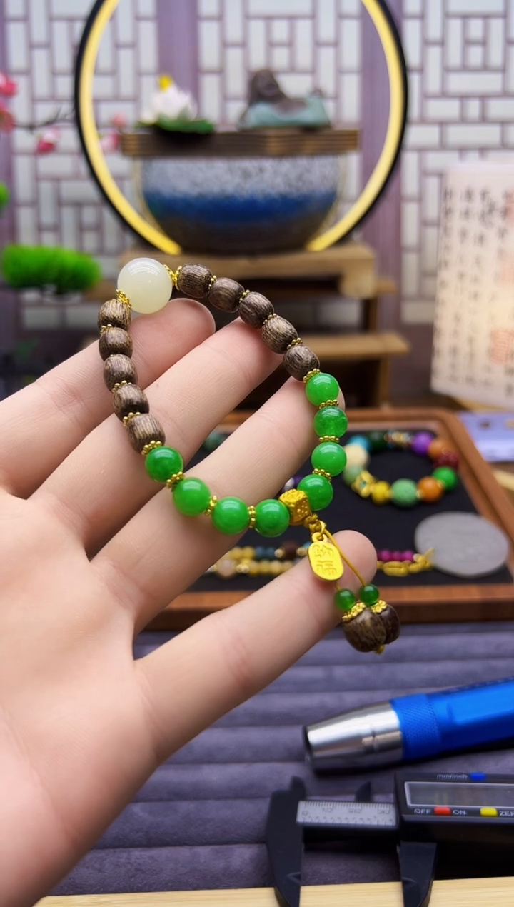 14K金镶嵌手链翡翠S257