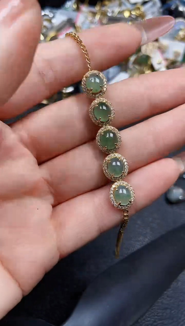 翡翠银S925镶嵌颈饰4574