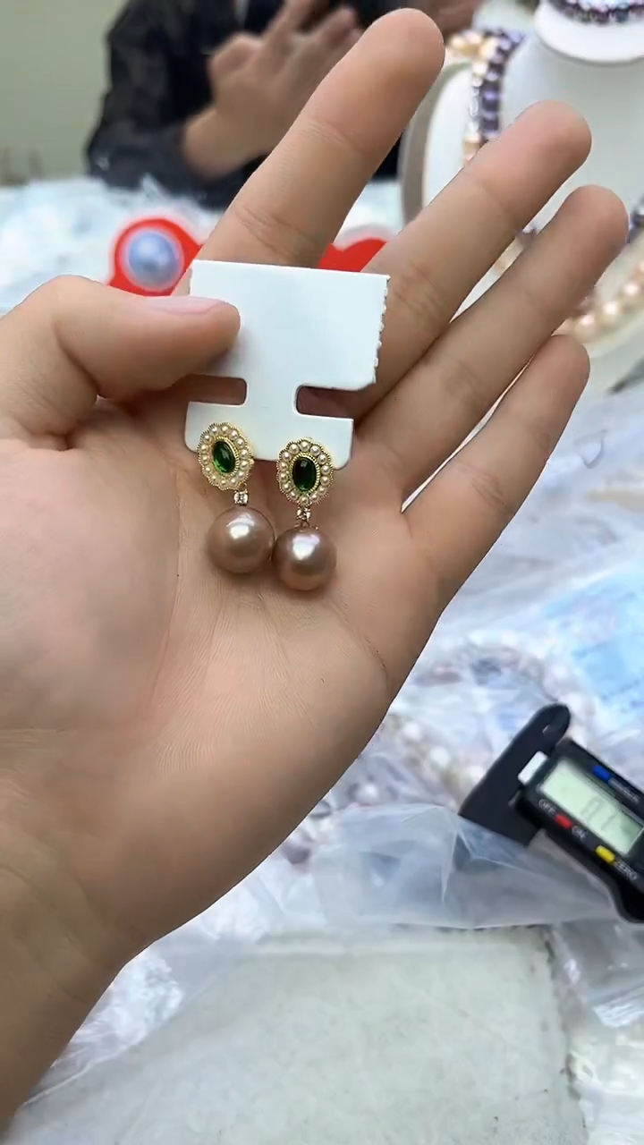 未镶嵌耳坠淡水珍珠紫色系耳坠