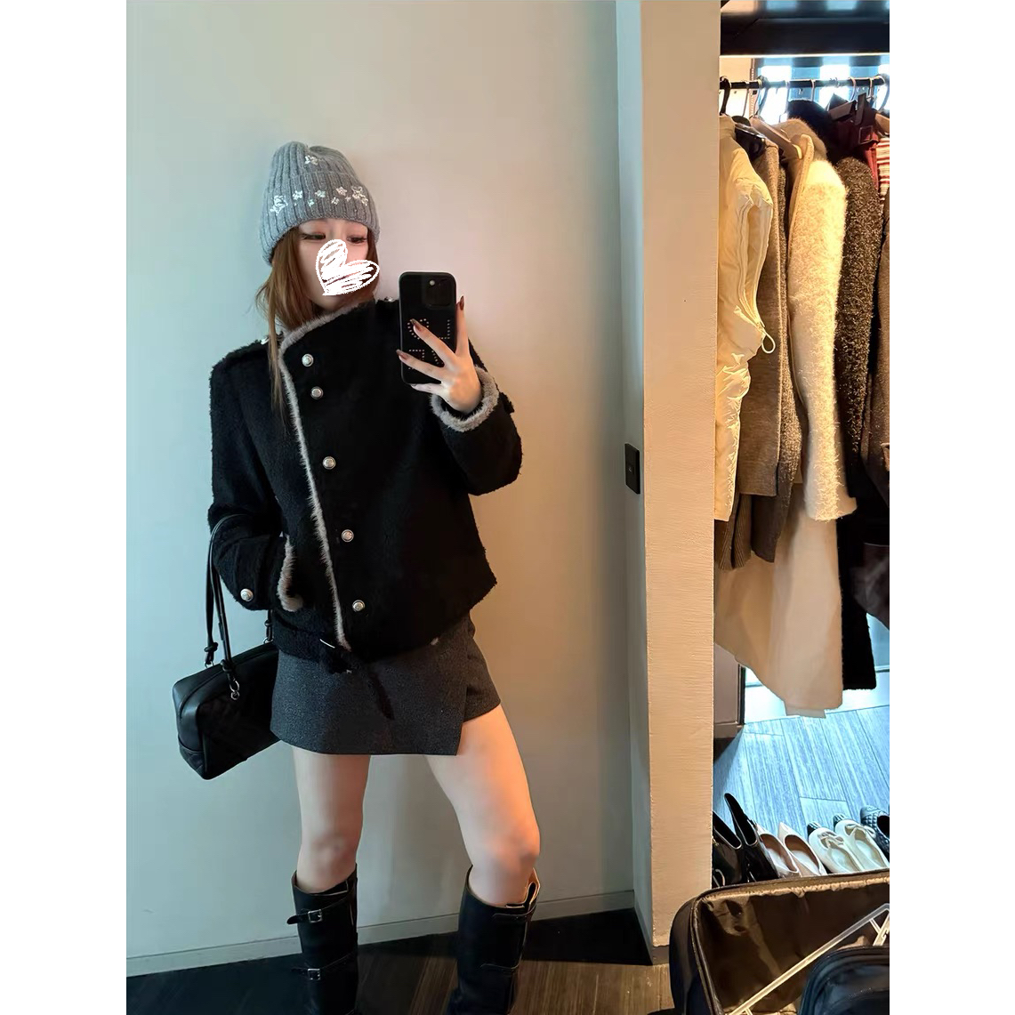 【品牌升级清仓捡漏「羊毛+棉】毛条拼接设计感立领毛呢外套韩系短款