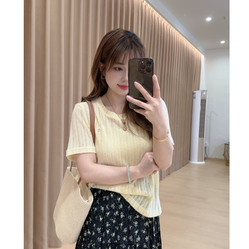 奈奈妮【巧乐兹】针织短袖T恤夏季气质显瘦设计感9349