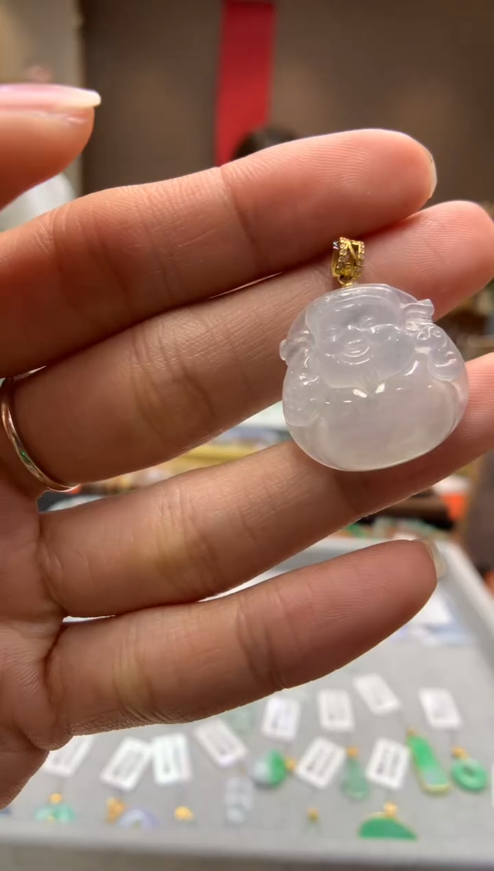 【闪购商品】翡翠颈饰18K金镶嵌财神