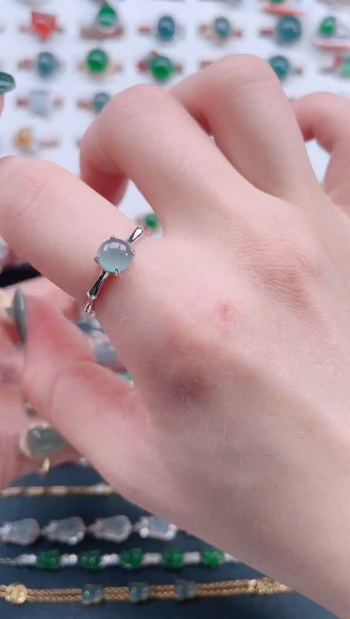 银S925镶嵌戒指翡翠天然翡翠