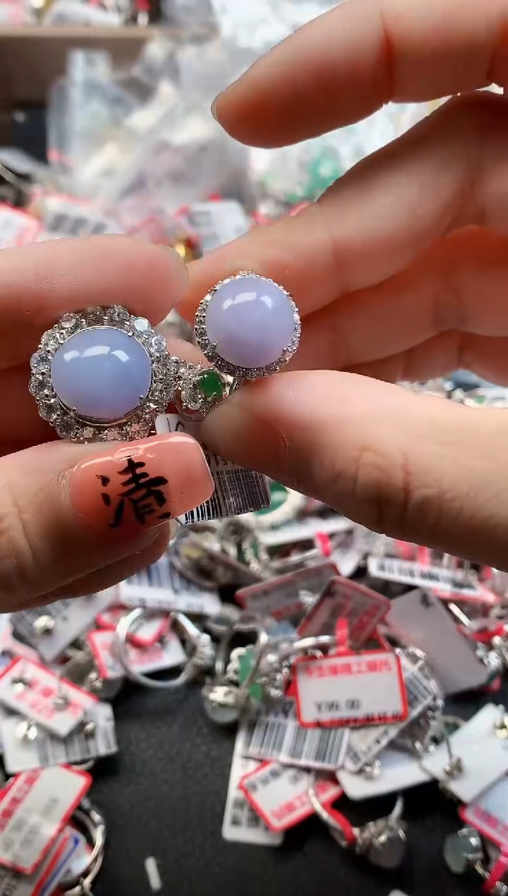 银S925镶嵌戒指翡翠天然A货缅甸翡翠