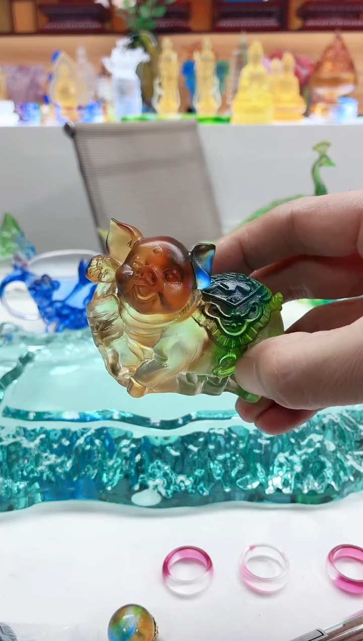 手工艺品琉璃彩色福猪茶宠小摆件