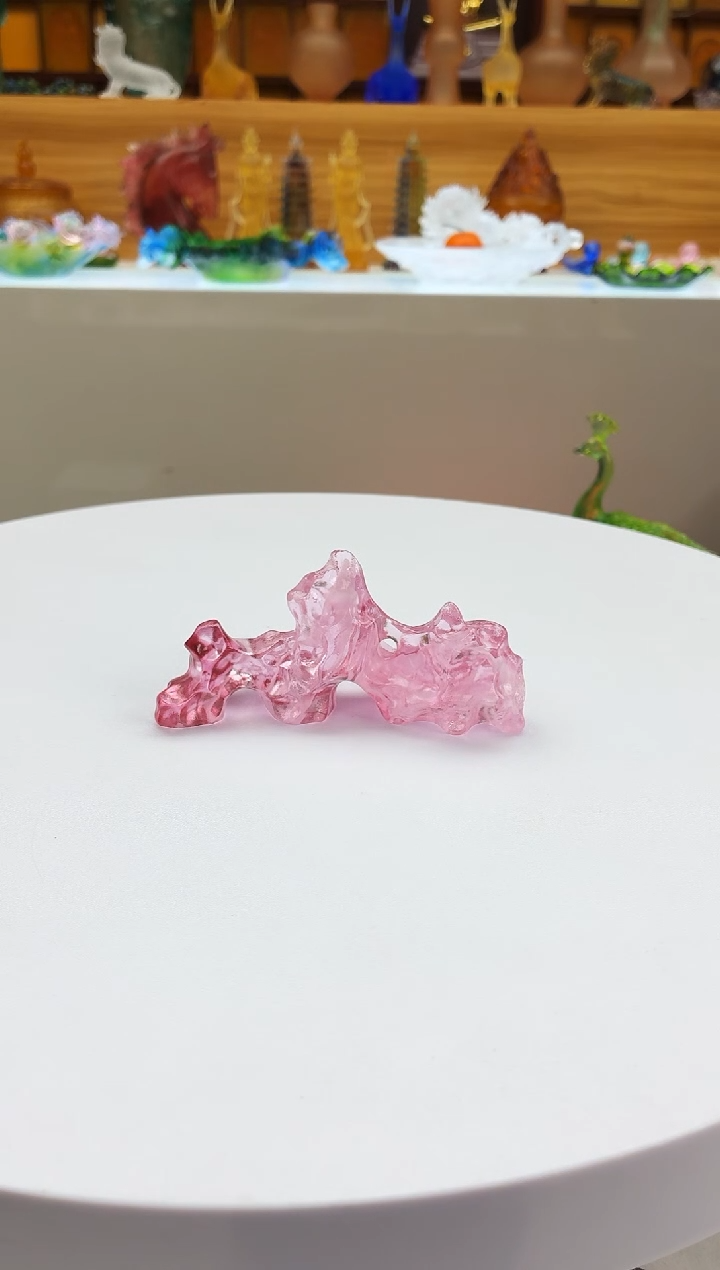 手工艺品琉璃粉色寿山石毛笔架