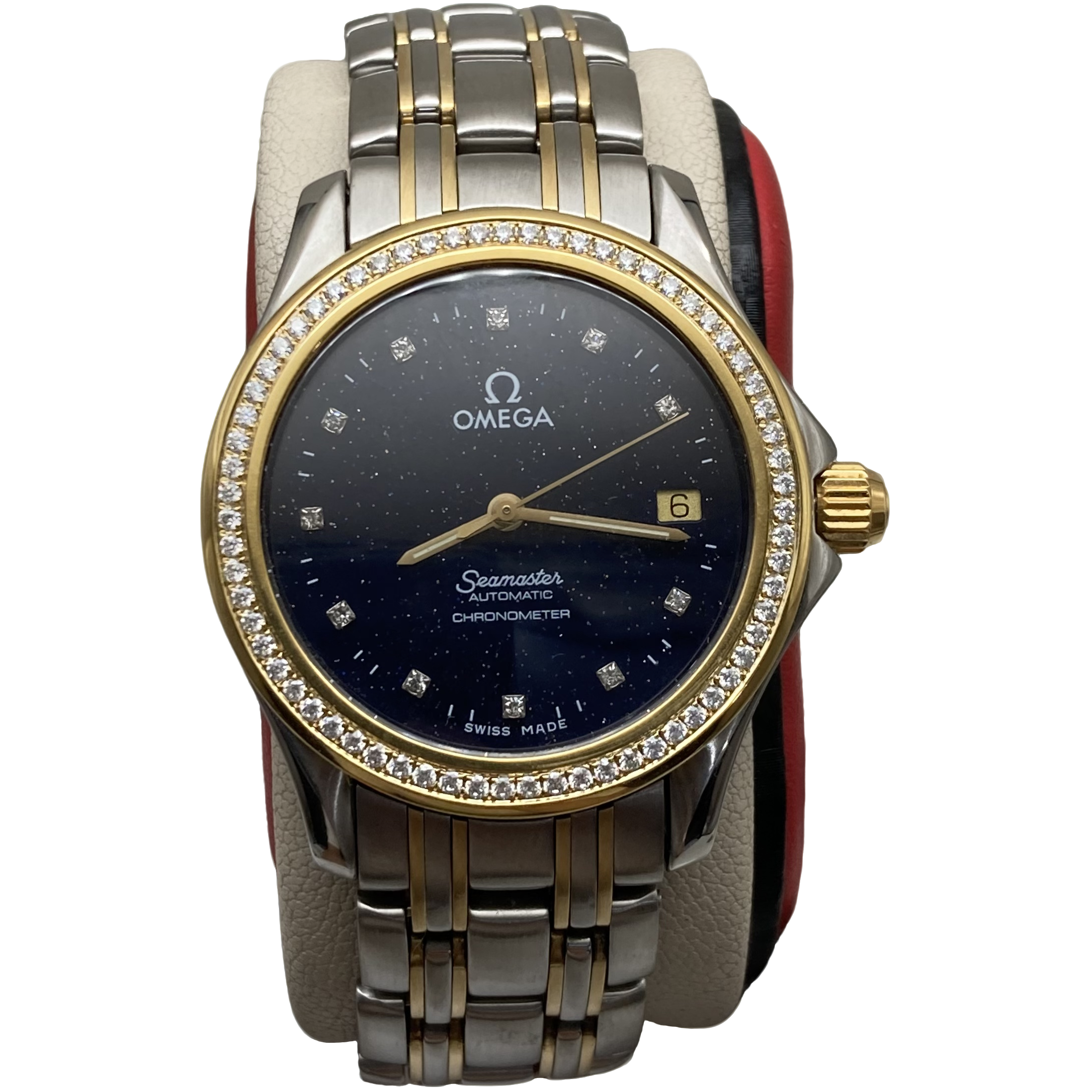 95新 Omega/欧米茄 36.5mm海马后配钻圈后配盘120M防水自动机械表