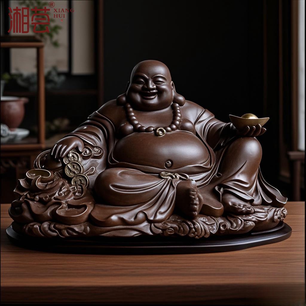 湘荟大肚弥勒佛茶宠中式桌面茶宠工艺品摆件笑佛弥勒佛佛像