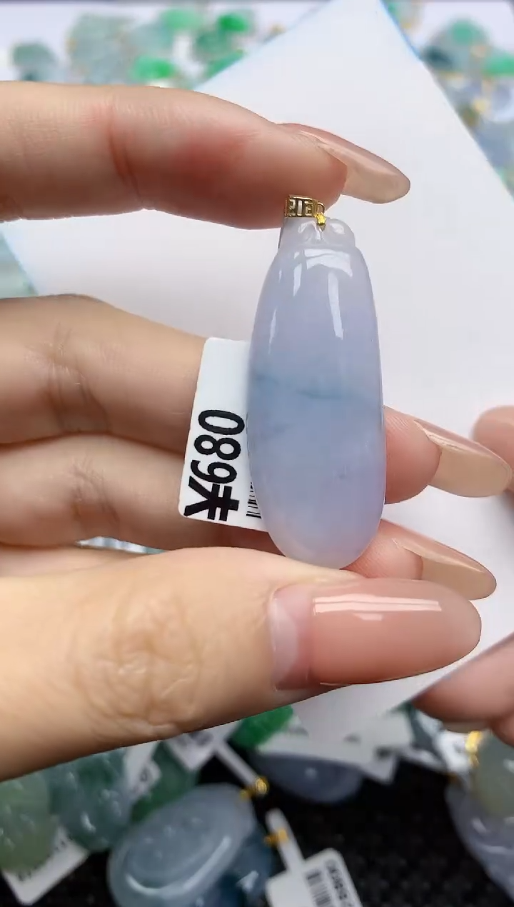 【闪购商品】翡翠挂件18K金镶嵌天然翡翠A货