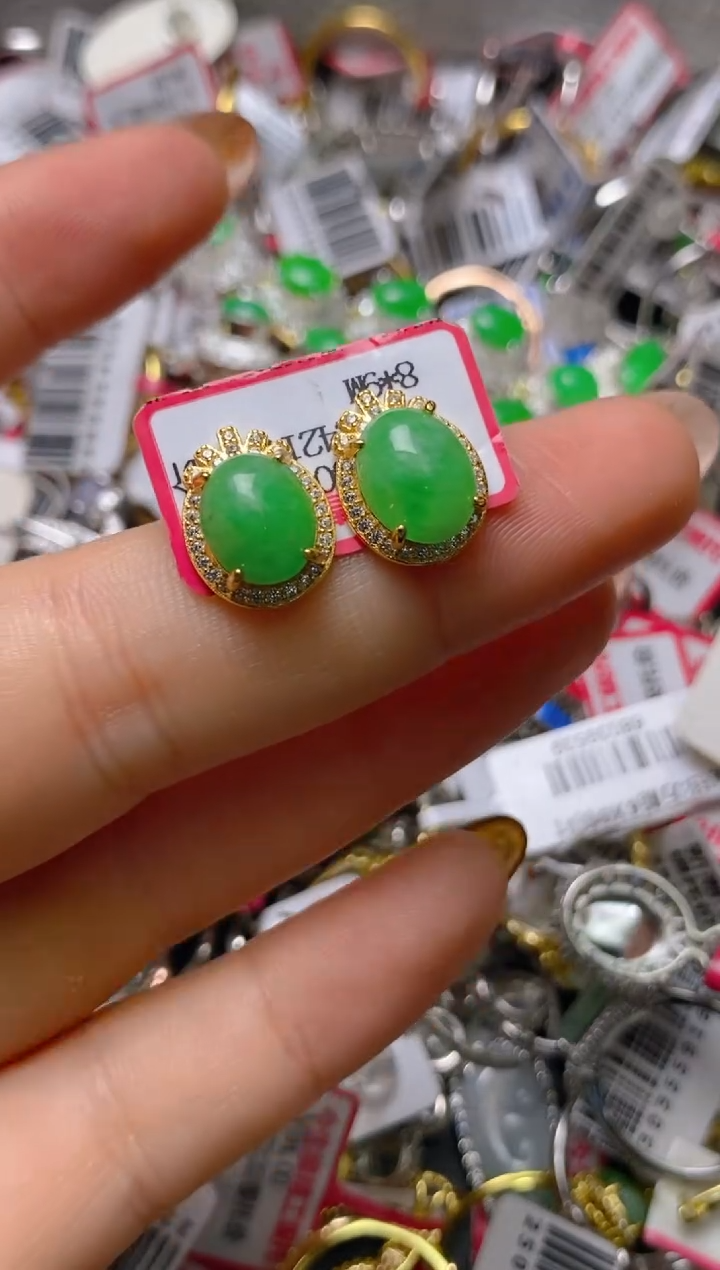 银S925镶嵌戒指翡翠百内无证书