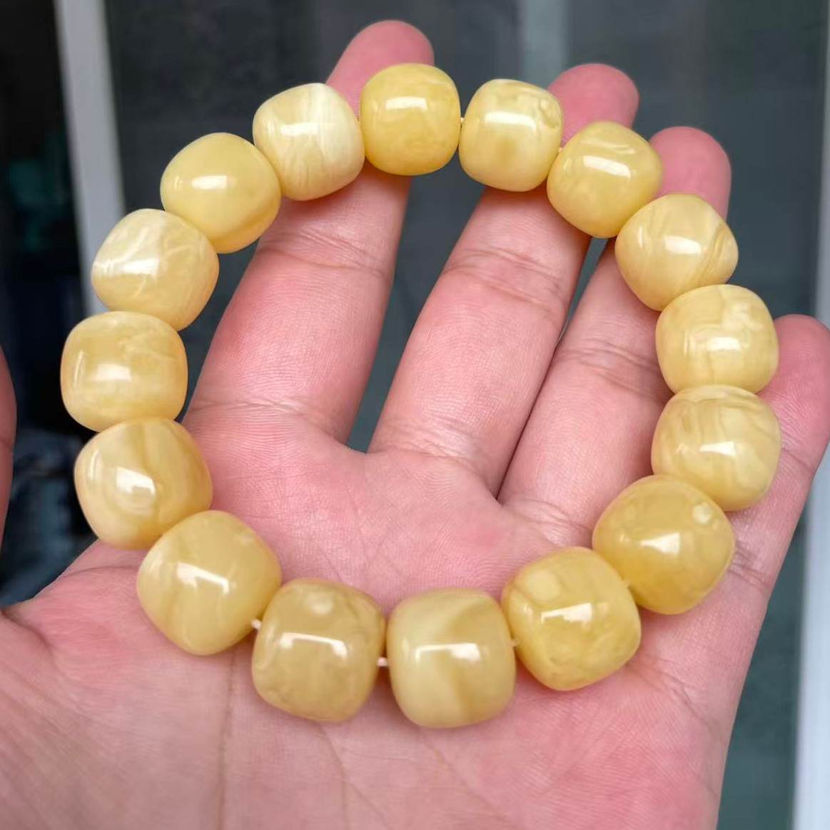 1:1精工俄料蜜蜡老型单圈手串15mm抖音质检发货