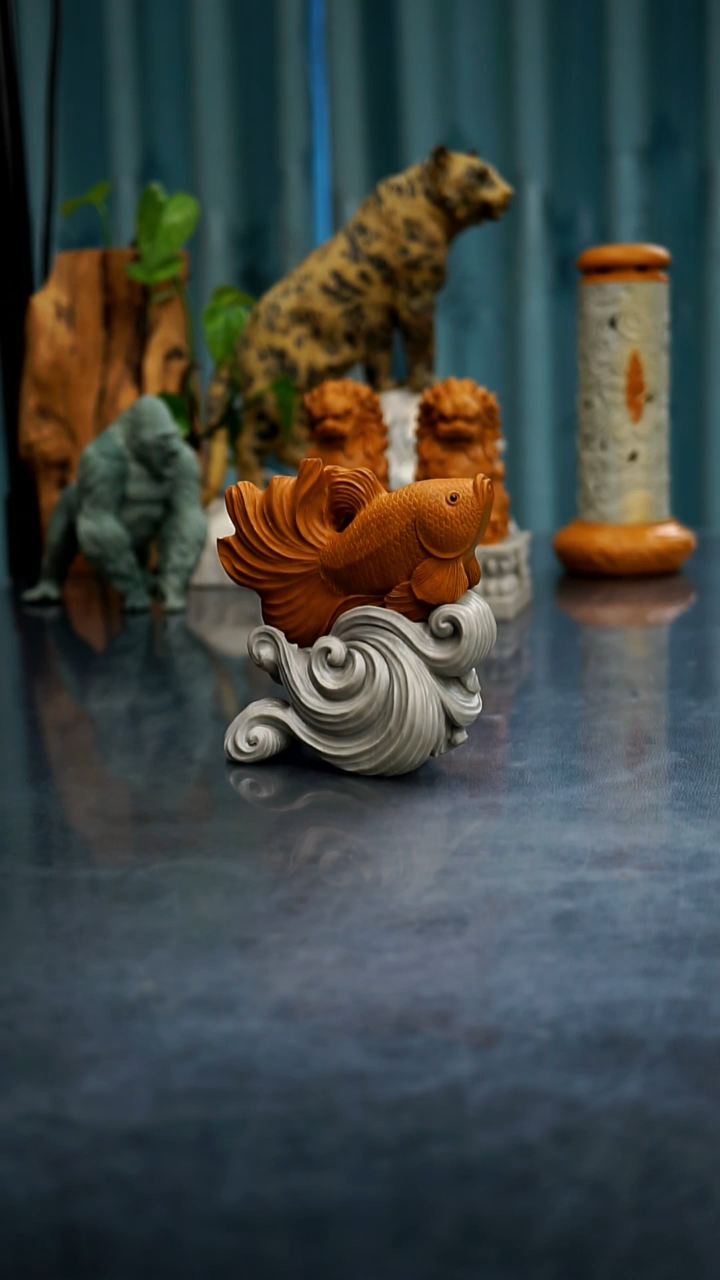 【闪购商品】天然松花石小鱼摆件