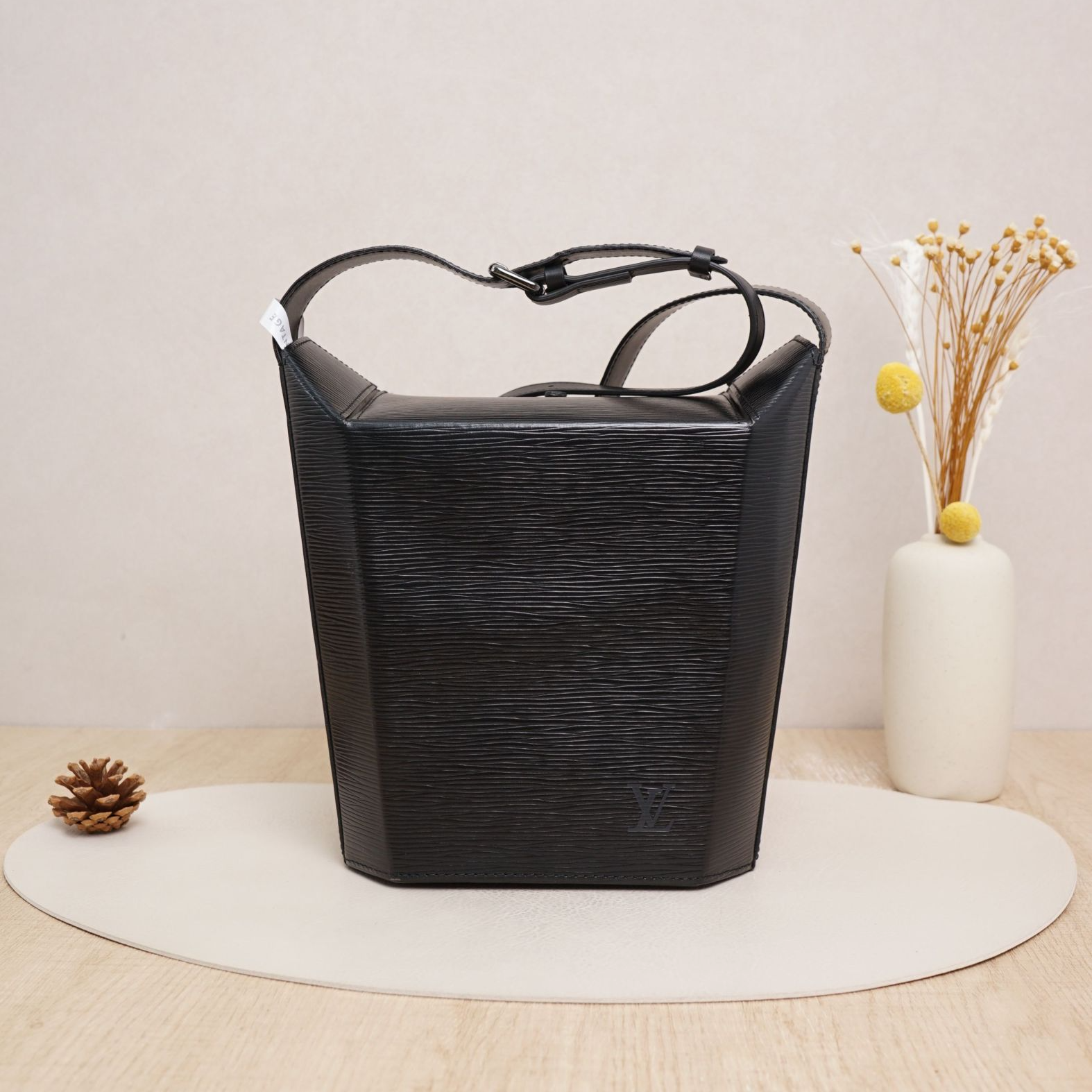 95新 LouisVuitton/路易威登 水波纹水桶黑色压纹牛皮/DS036814