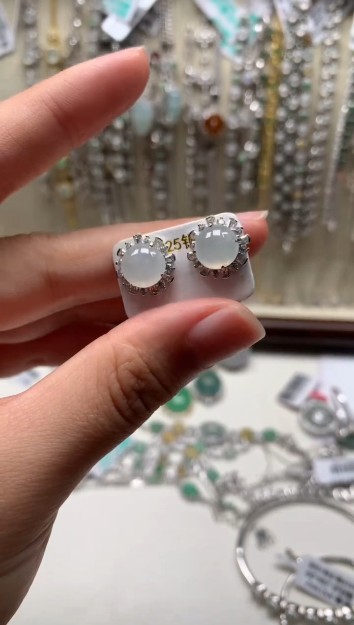 银S925镶嵌戒指翡翠耳饰28