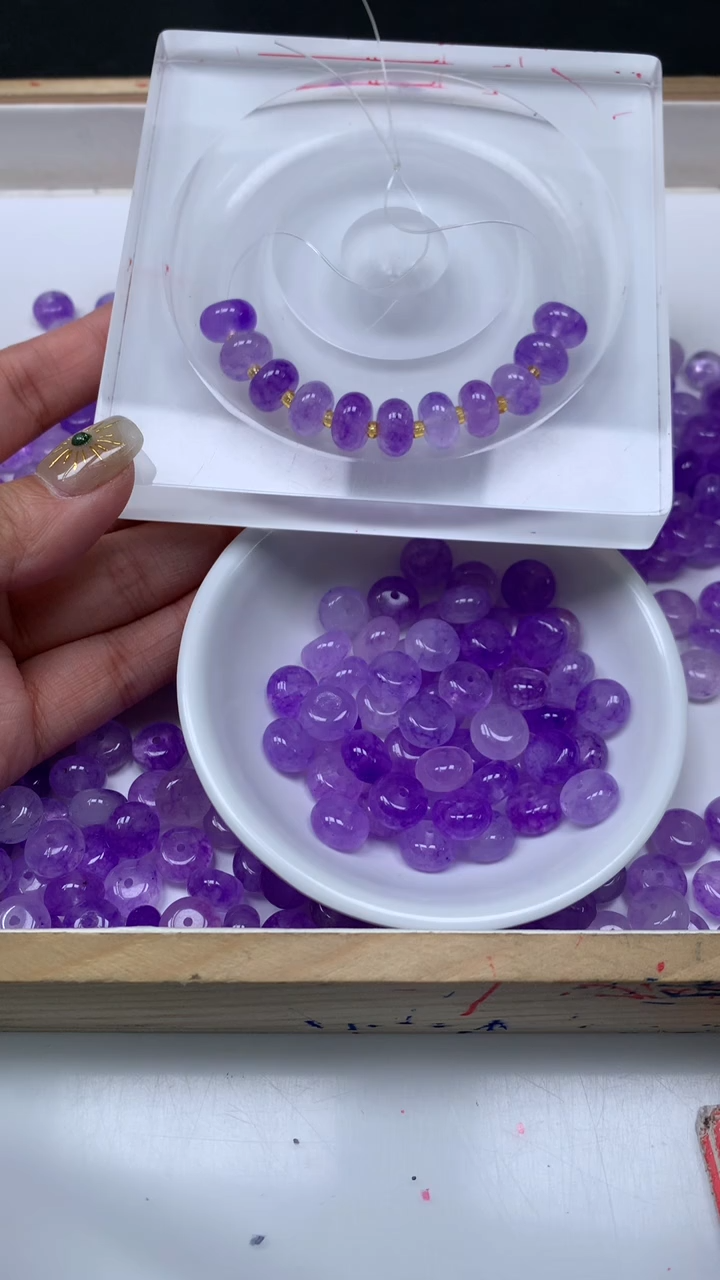 未镶嵌散珠碧玺E133 冰紫碧玺大算盘6*10mm10颗6.8元