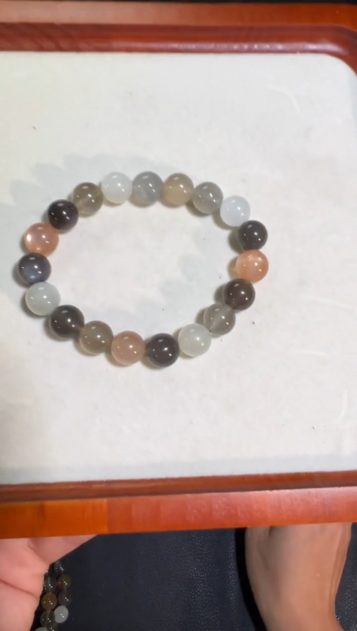 未镶嵌手链长石10mm高品彩月光单圈 默认微瑕