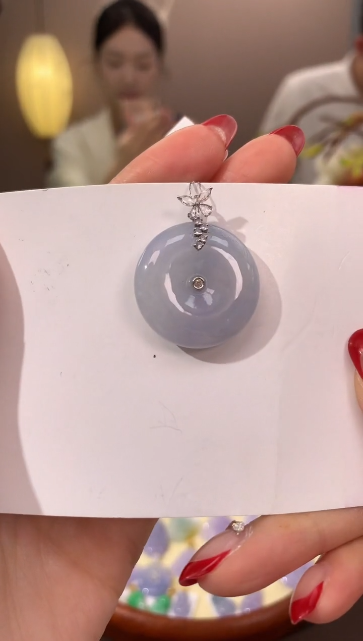 【闪购商品】翡翠颈饰18K金镶嵌天然缅甸a货翡翠